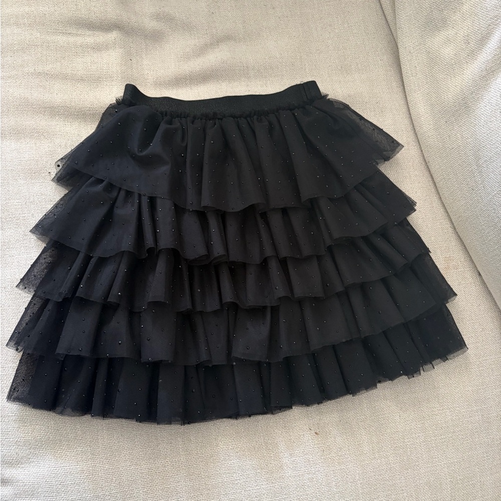 Black Tiered Ruffle Mini Skirt